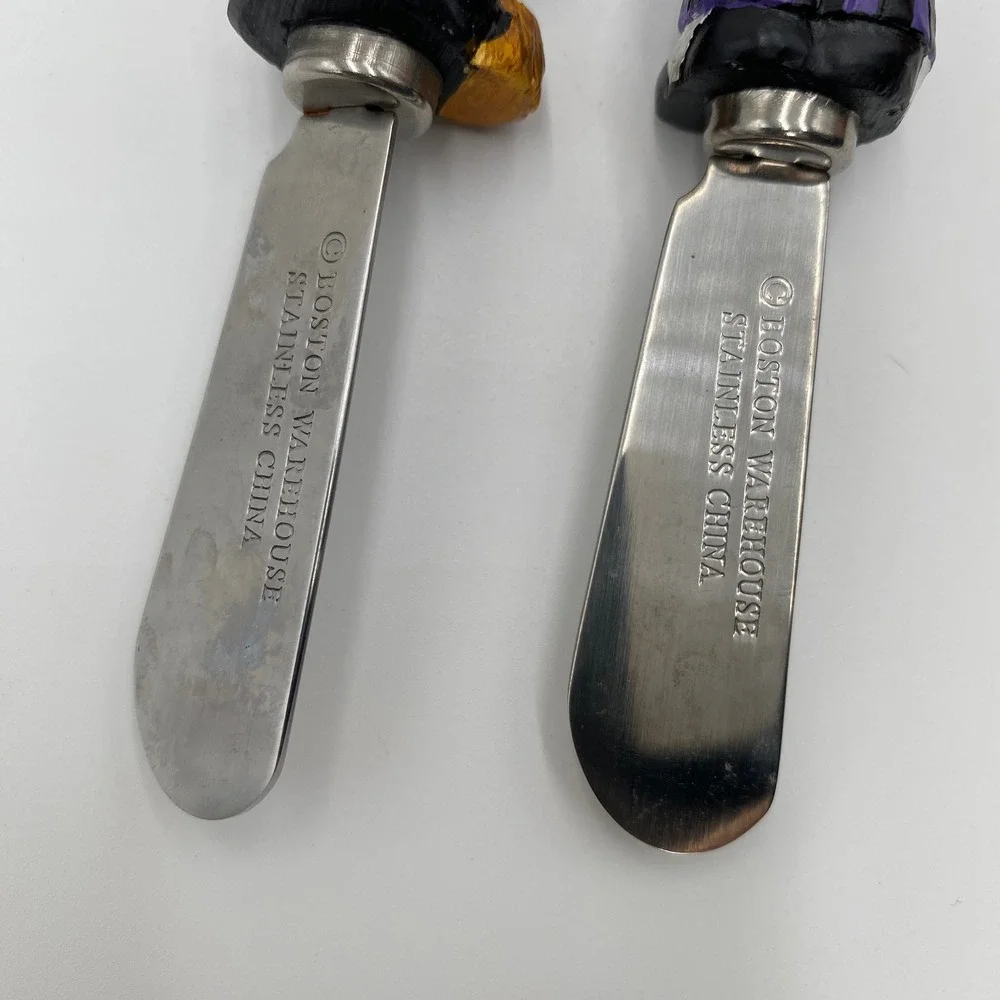 Boston Warehouse Halloween Witch Vampire Cheese Spreaders Set 2‎ Stainless Steel